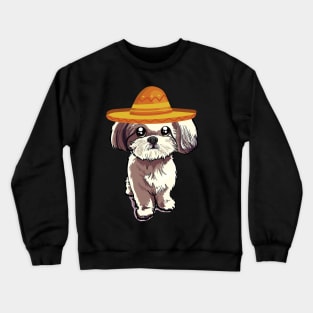 Cute dog shih tzu mexico cinco de mayo Crewneck Sweatshirt